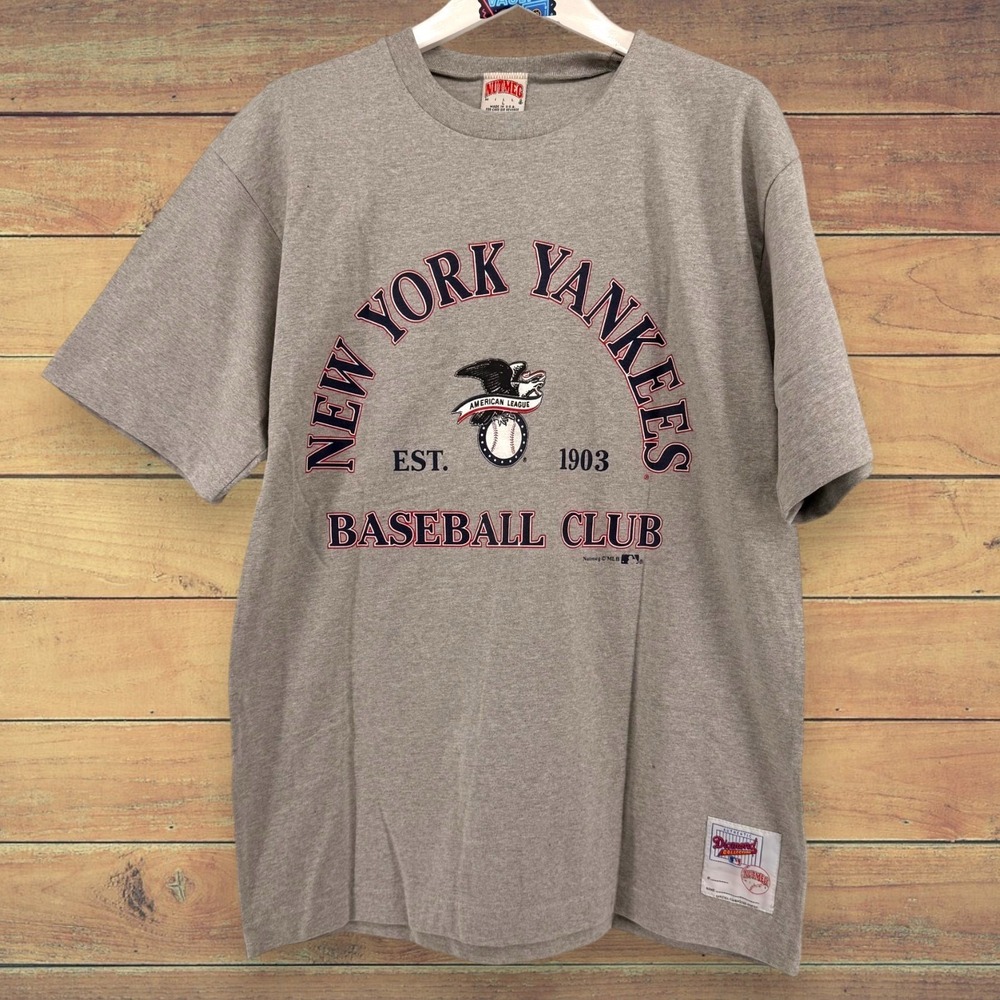 Vintage 90s NY Yankees Nutmeg Mills Diamond Collection USA Shirt Large NWOT